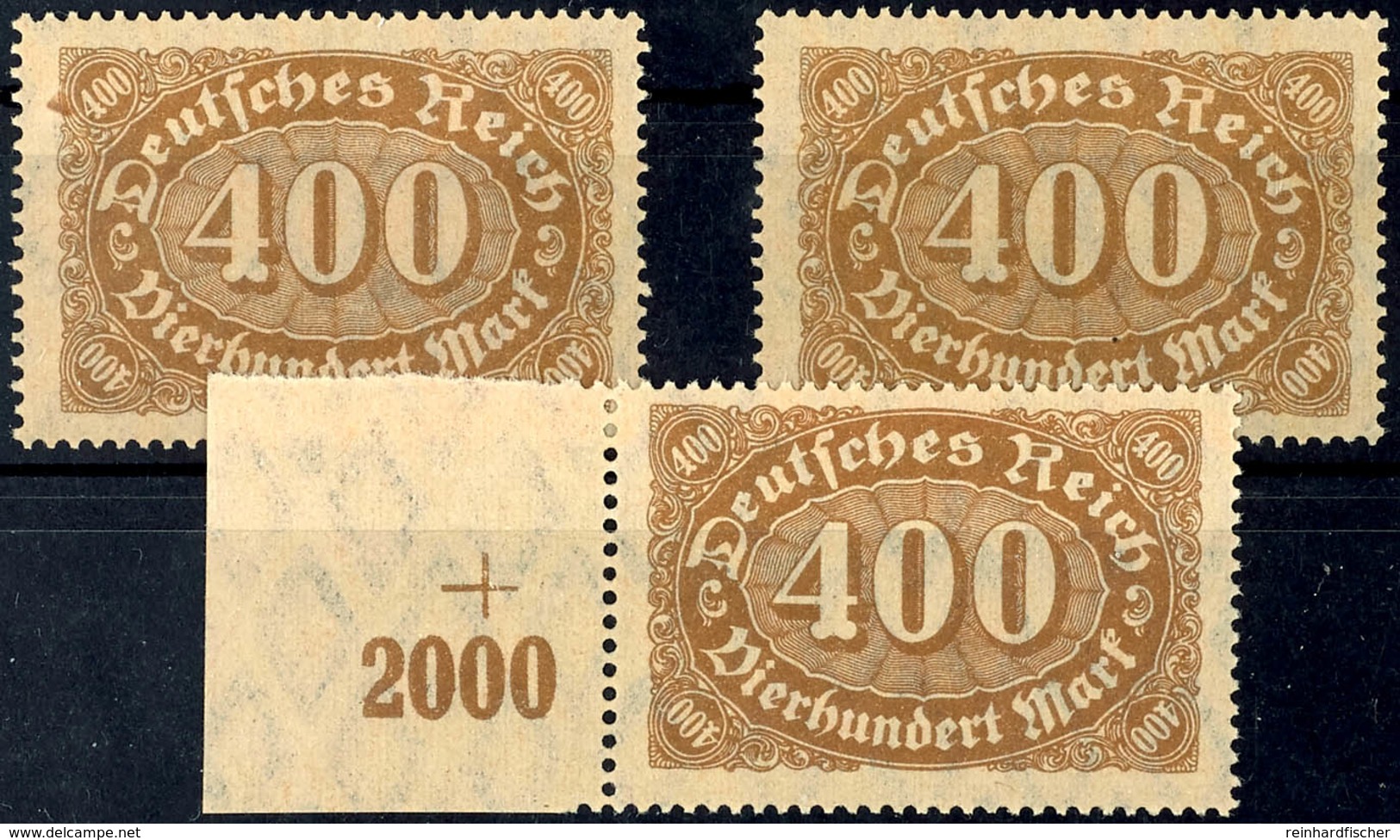 400 Mark Ziffer In B-Farbe Drei Mal Tadellos Postfrisch, Tiefst Gepr. Oechsner BPP Bzw. Infla, Mi. 195.-, Katalog: 222b( - Other & Unclassified