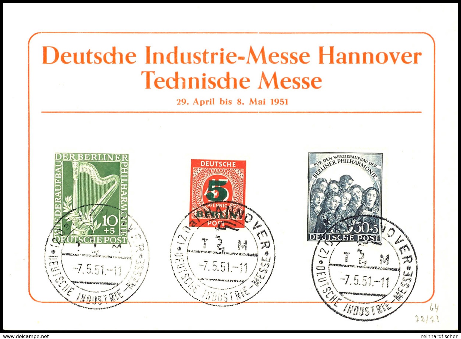 10 Und 30 Pf Philharmonie Auf Karte Der Hannover-Messe Mit Entsprechendem Sonderstempel, Mi. 130.-, Katalog: 72/73 BS - Autres & Non Classés