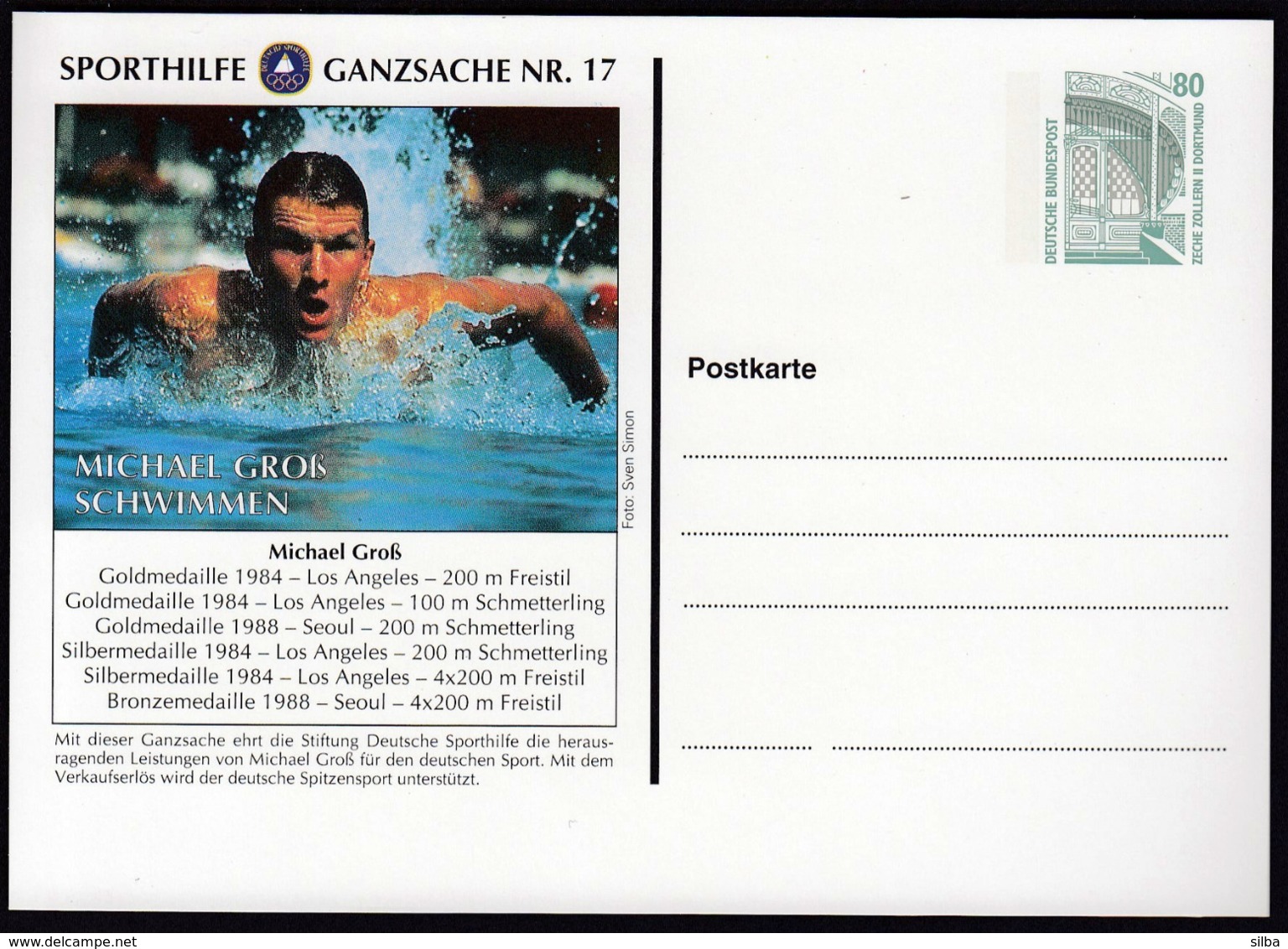 Germany / Olympic Games Los Angeles And Seoul / Swimming / Gold Medal Winner Michael Gross / Postal Stationery - Summer 1984: Los Angeles