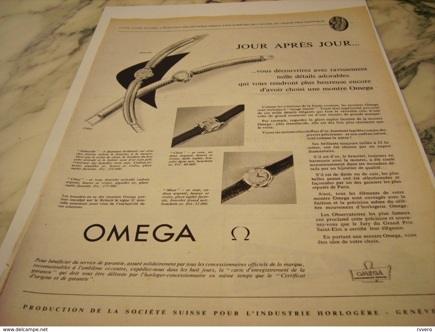 ANCIENNE PUBLICITE JOUR APRES JOUR  MONTRE OMEGA  1954 - Andere & Zonder Classificatie