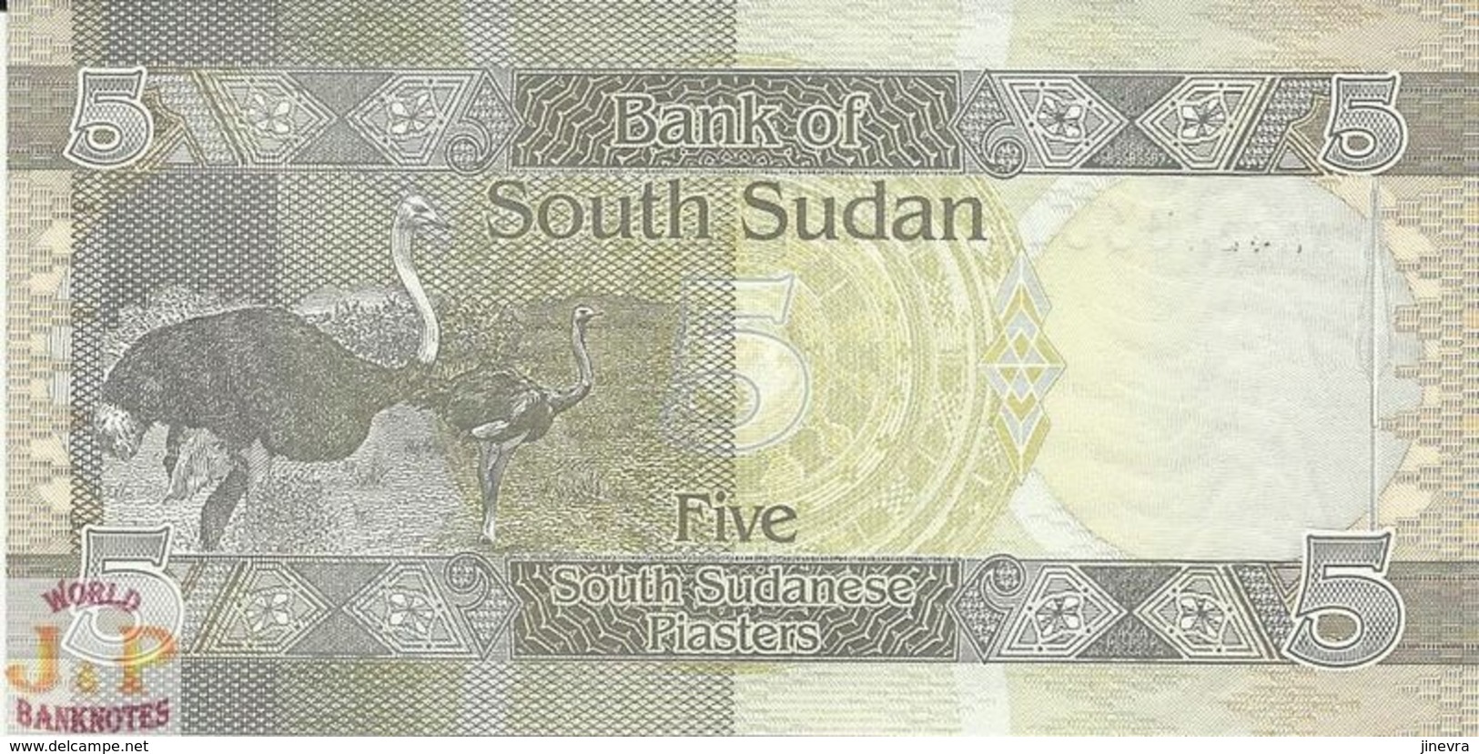 SOUTH SUDAN 5 PIASTRES 2011 PICK 1 UNC RARE - Soedan