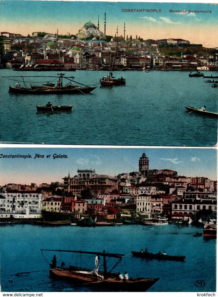 Constantinople X 2 - 1922 - Istanbul - Péra & Galata - Mosquée - Türkei