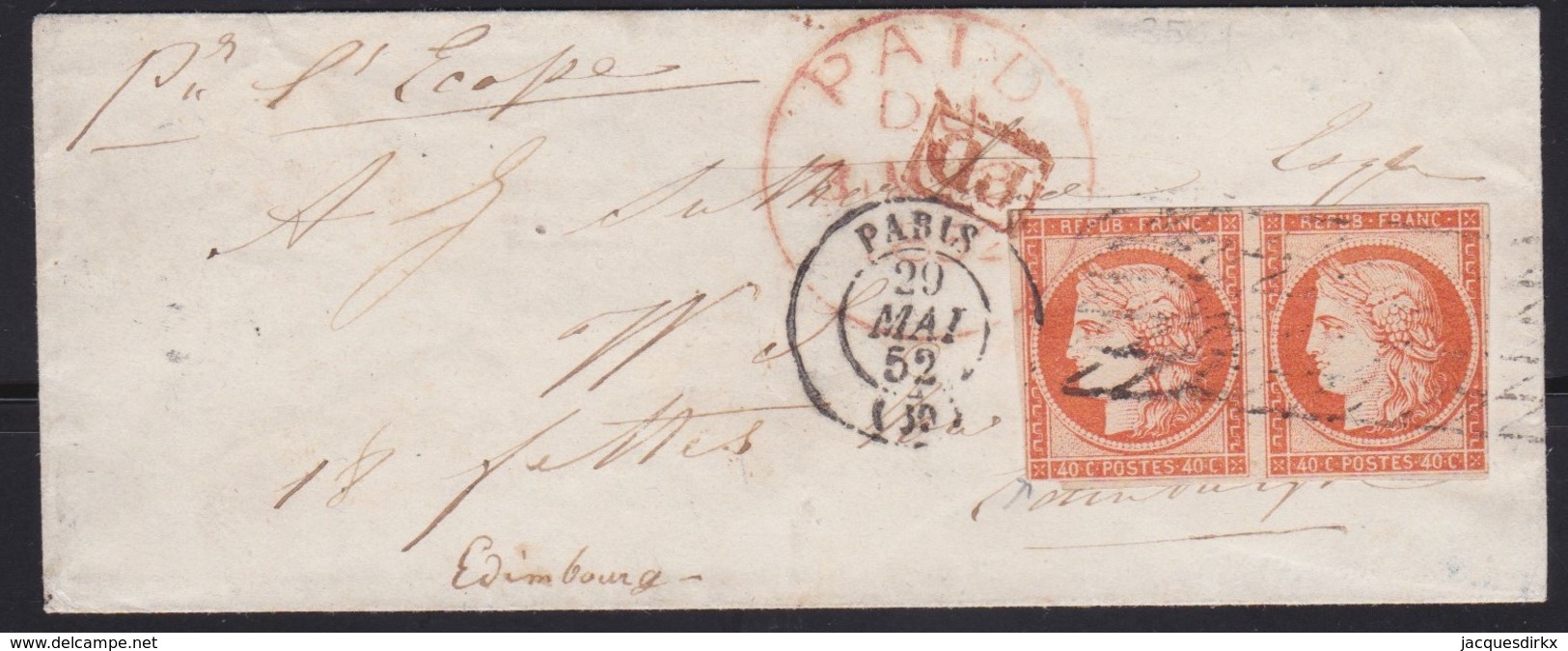 France        .    Yvert    .   5 Paire  Sur Lettre   (2 Scans)     .         O      .      Oblitéré - 1849-1850 Ceres