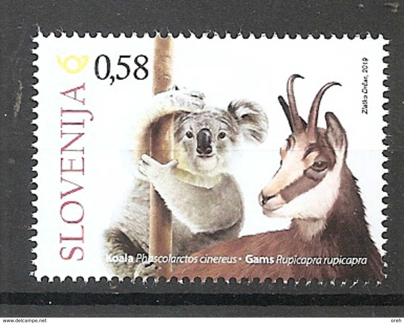 SLOVENIA  2019,SLOVENES IN AUSTRALIA,FAUNA, WILD ANIMALS,KOALA,CHAMOIS,MNH - Slowenien