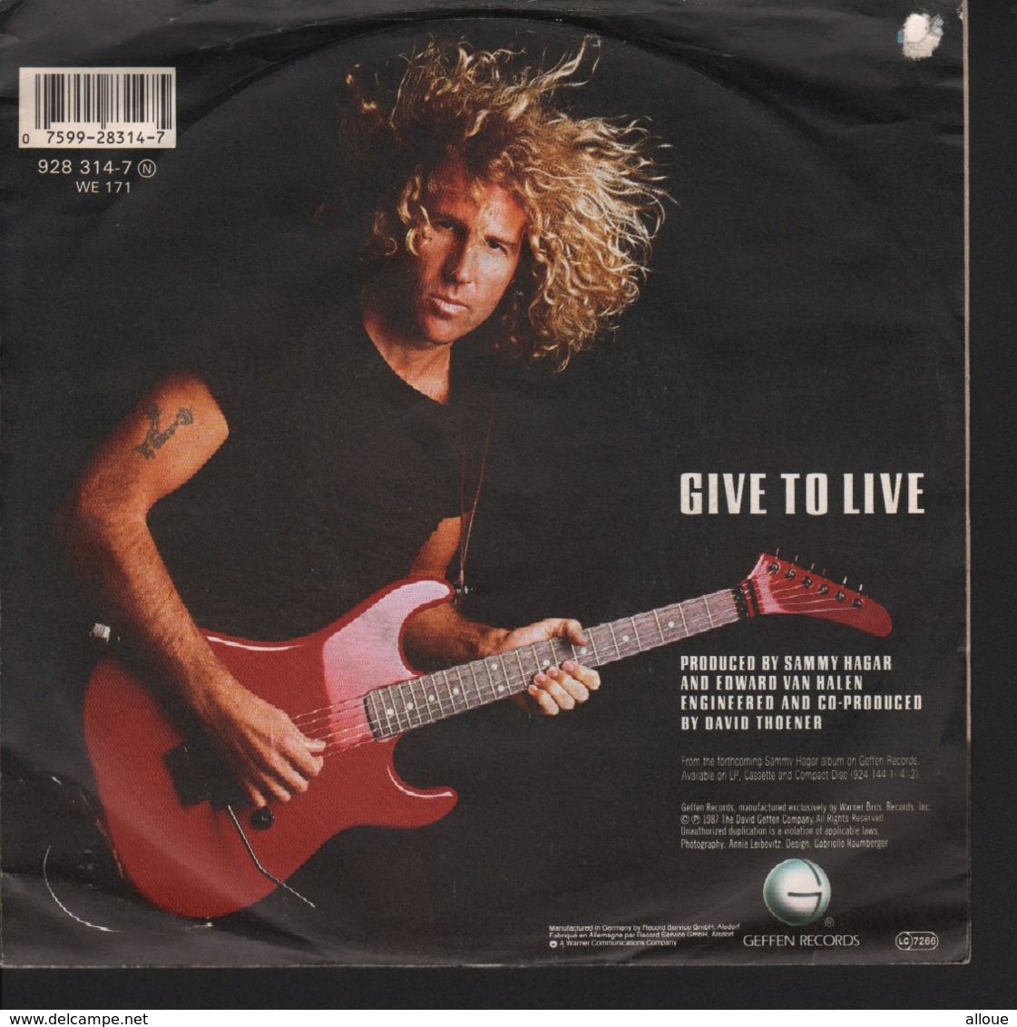 SAMMY HAGAR - SINGLE - GIVE TO LIVE + WHEN THE HAMMER FALLS - Hard Rock & Metal