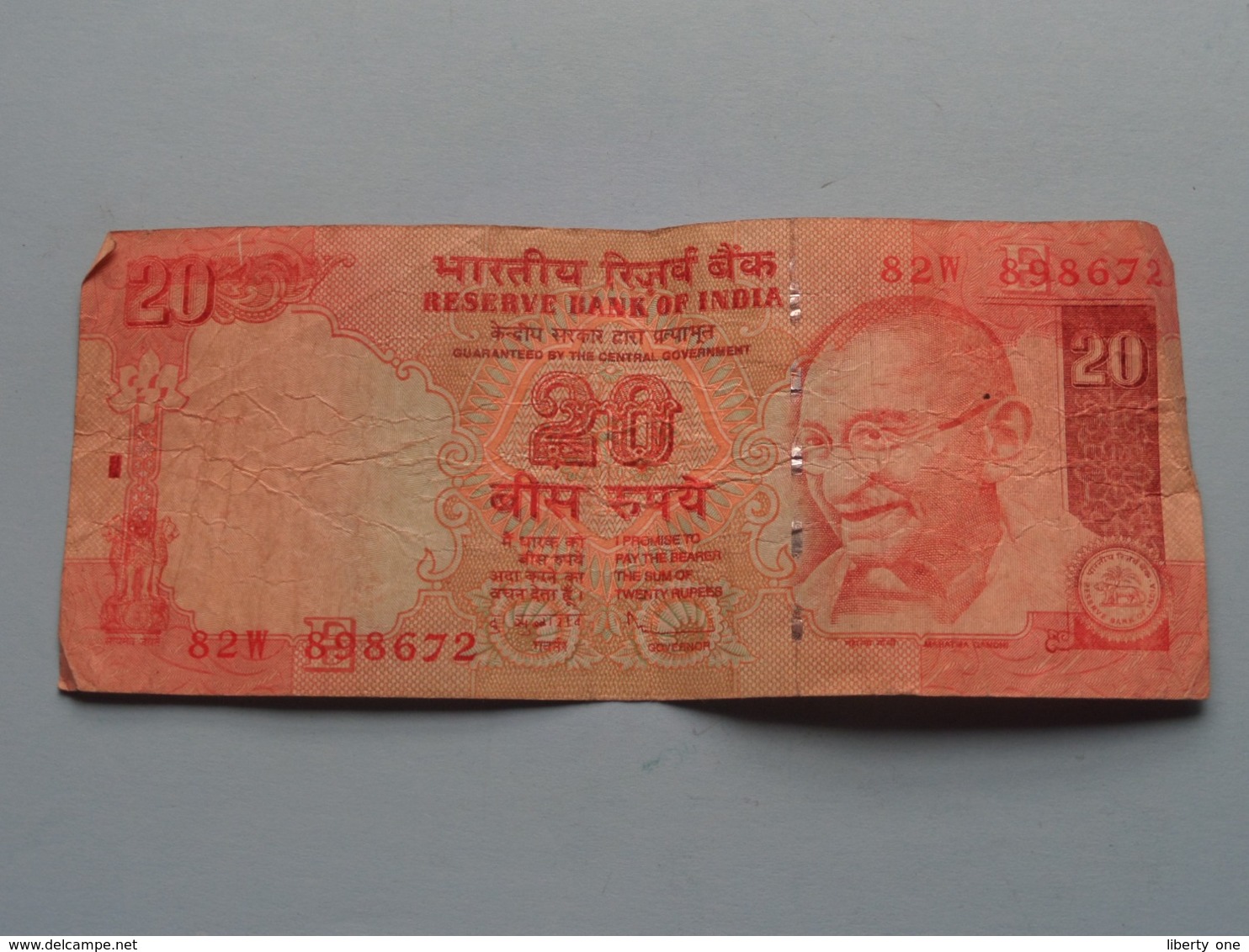 20 ( Twenty ) RUPEES : 82W 898672 ( Reserve Bank Of India ) ! - Inde