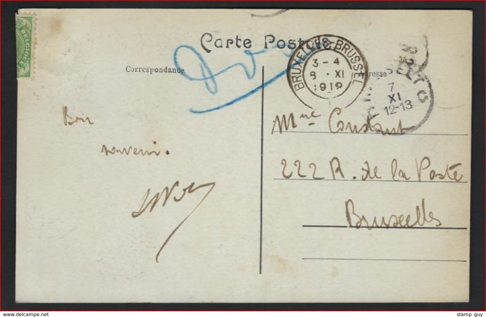 Postkaart Van HASSELT ; EGLISE ST. QUENTIN Met Frankering KONING ALBERT I ; Staat Zie 2 Scans ! - Hasselt