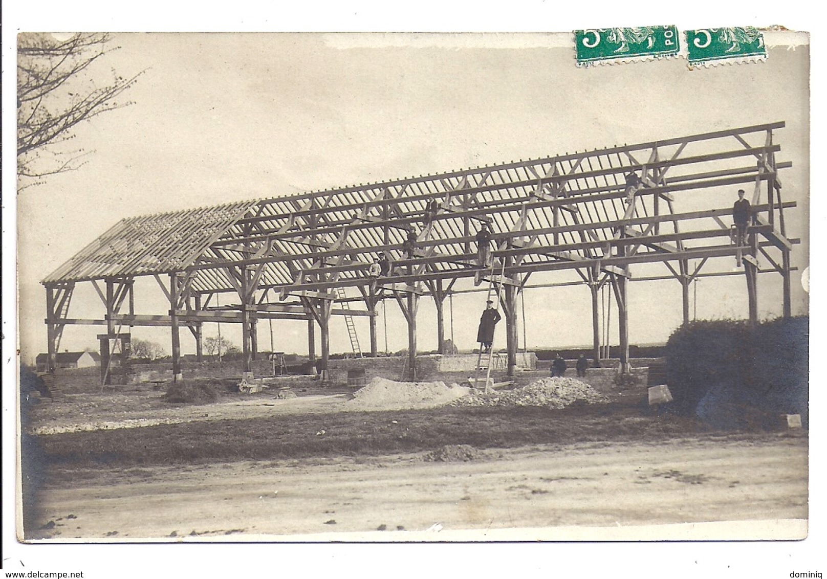 Carte Photo, Construction D'une Charpente Bois - Te Identificeren