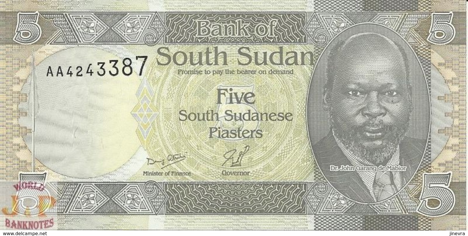SOUTH SUDAN 5 PIASTRES 2011 PICK 1 UNC RARE - Sudan