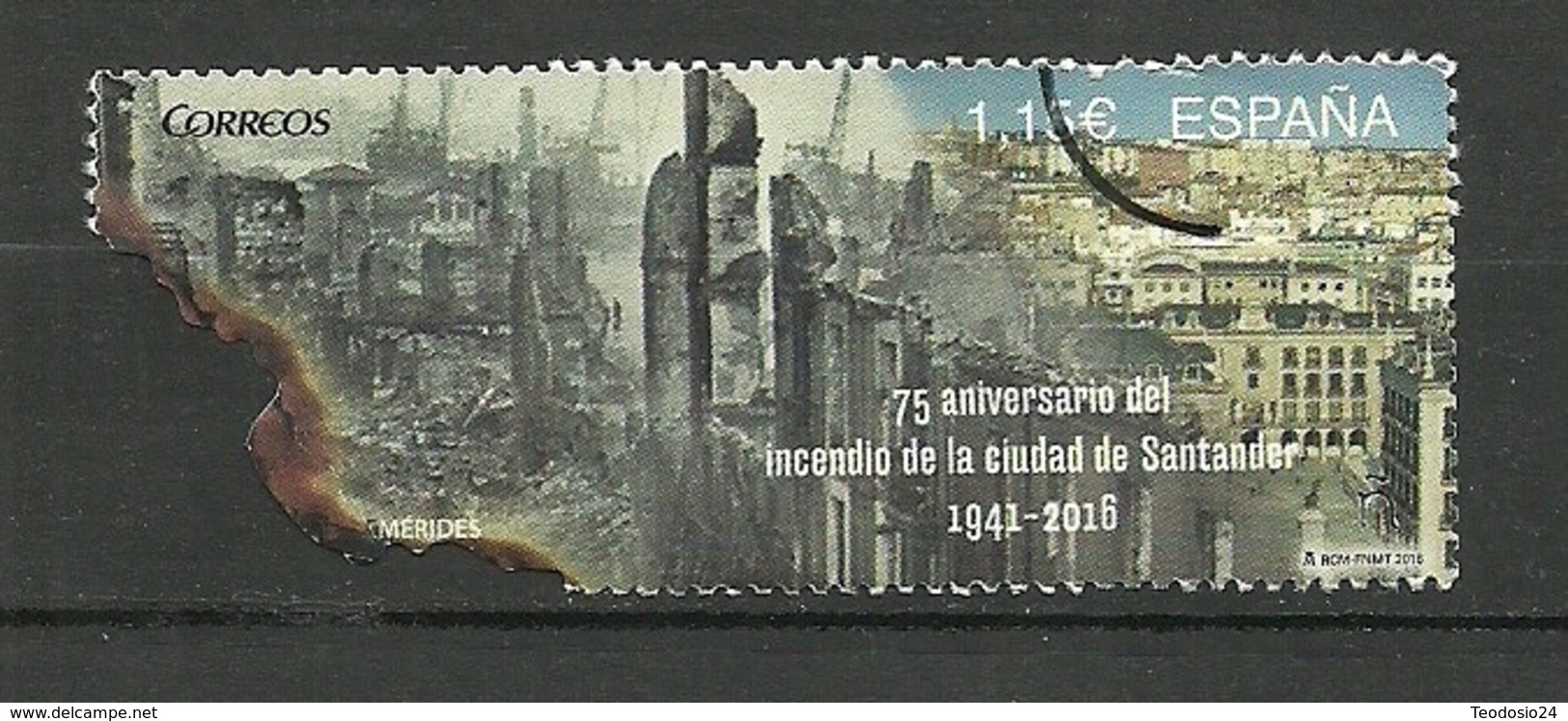 ESPAÑA 2016 Mi:ES 5041 ** MNH 75 ANIVERSARIO INCENDIO DE SANTANDER. - Usados