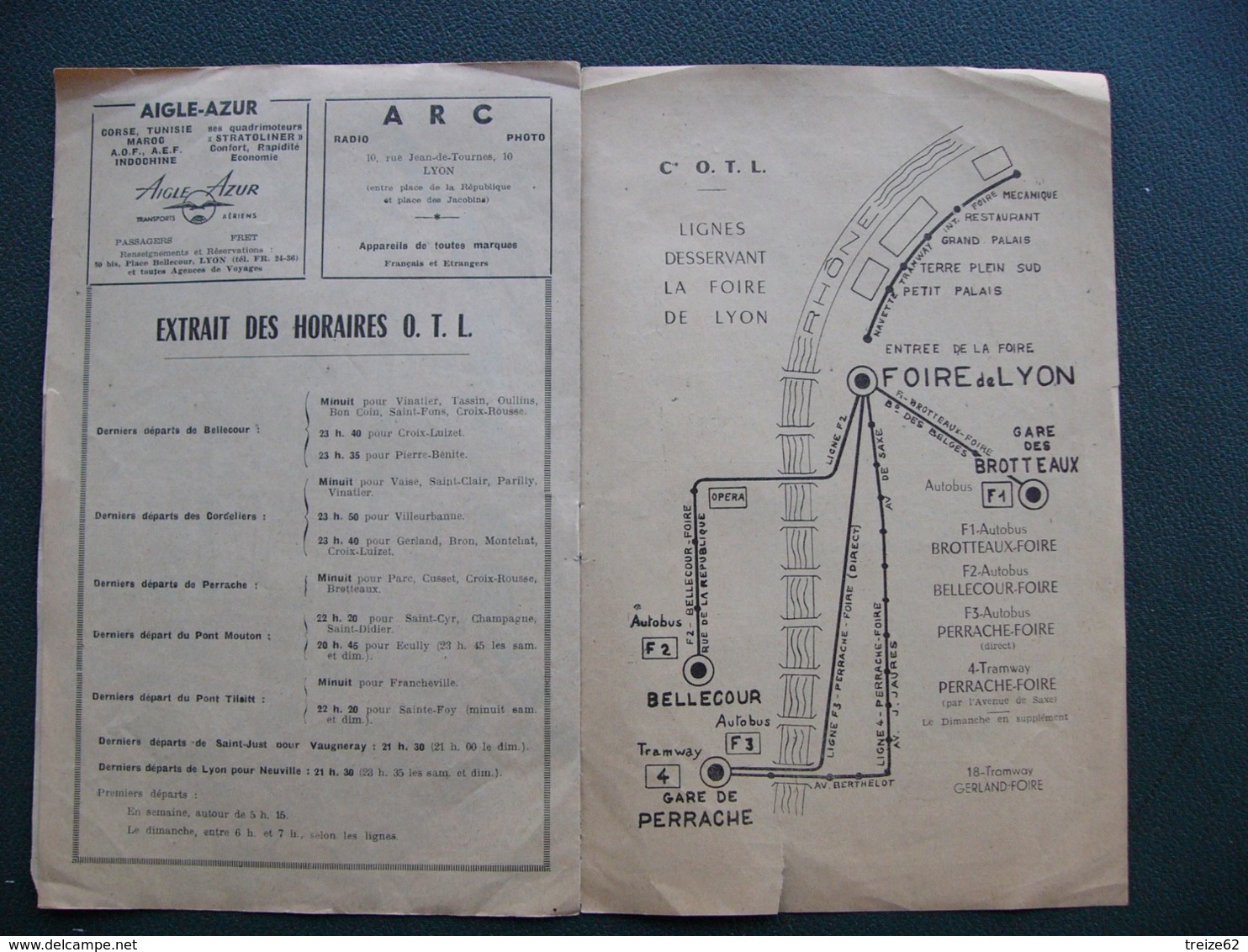 Brochure Compagnie O.T.L Lyon Tramways Autobus Trolleybus Funiculaires Foire 1952 Chemin De Fer Vaugneray - Europe