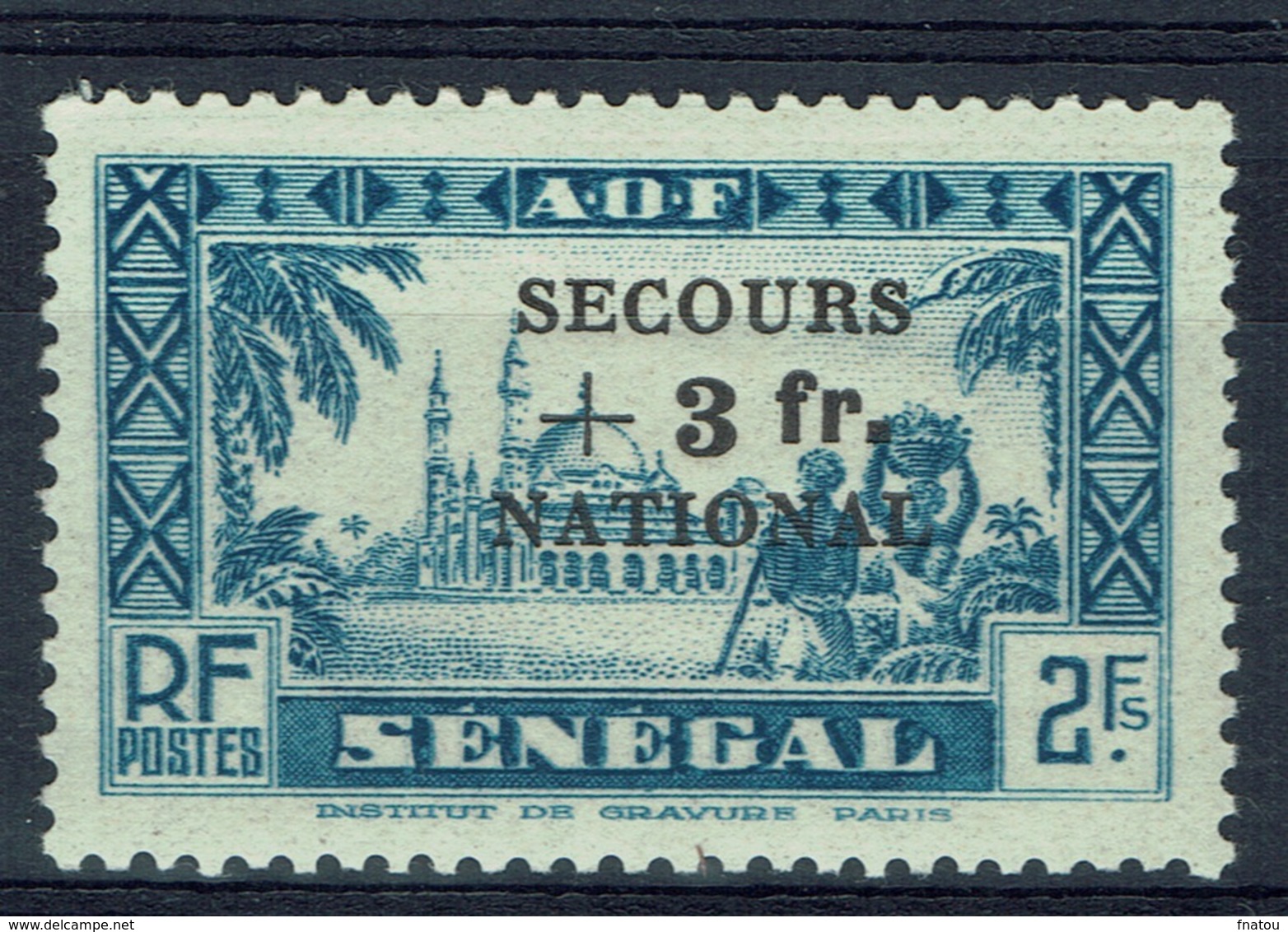 Senegal (French Colony), +3f/2f "SECOURS NATIONAL", 1941, MH VF - Unused Stamps