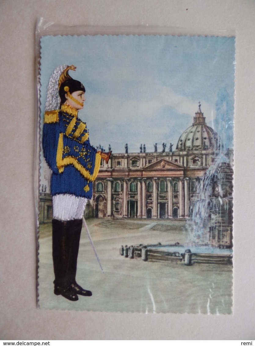 Carte Brodée Tissée Garde Noble Trompette Suisse Vatican CITA Del VATICANO GUARDIE NOBILI Trombettieri - Brodées