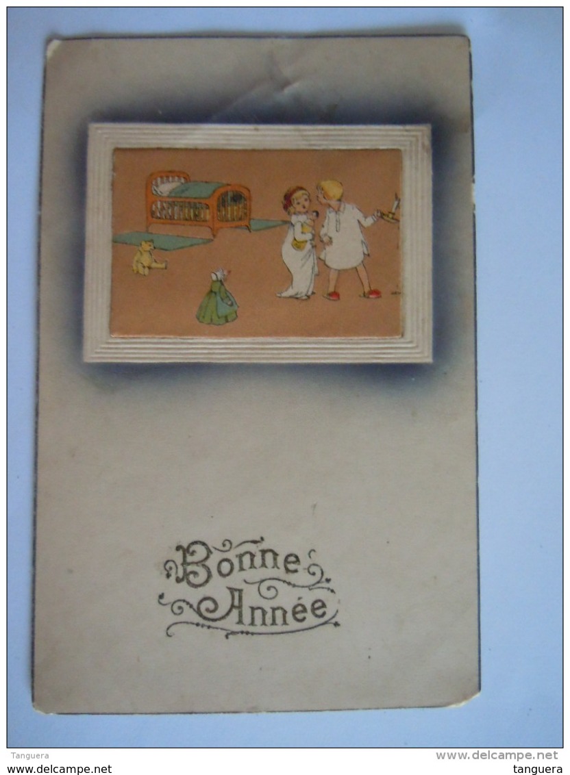 Bonne Année Enfants Jouets Nounours Lit Kinderen Beer Bed Gelopen Circulée 1918 Pli Plooi - Neujahr