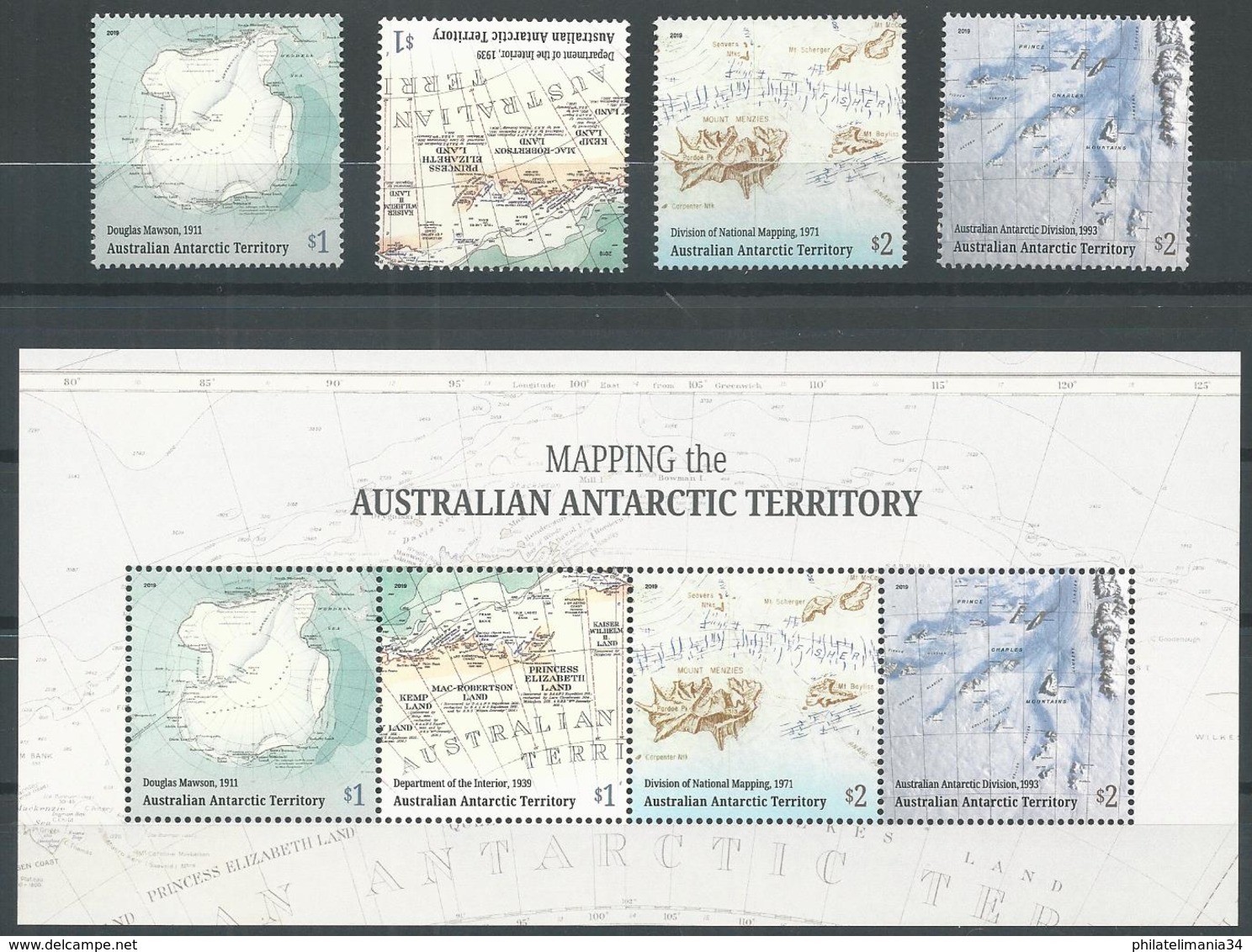 AAT 2019 - Carte Des Territoires Antarctiques Australiens - Unused Stamps