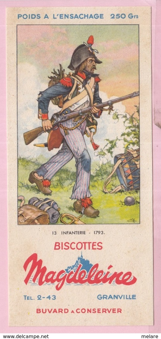 Buvard Biscottes MAGDELEINE Infanterie 1793 19 - Biscottes