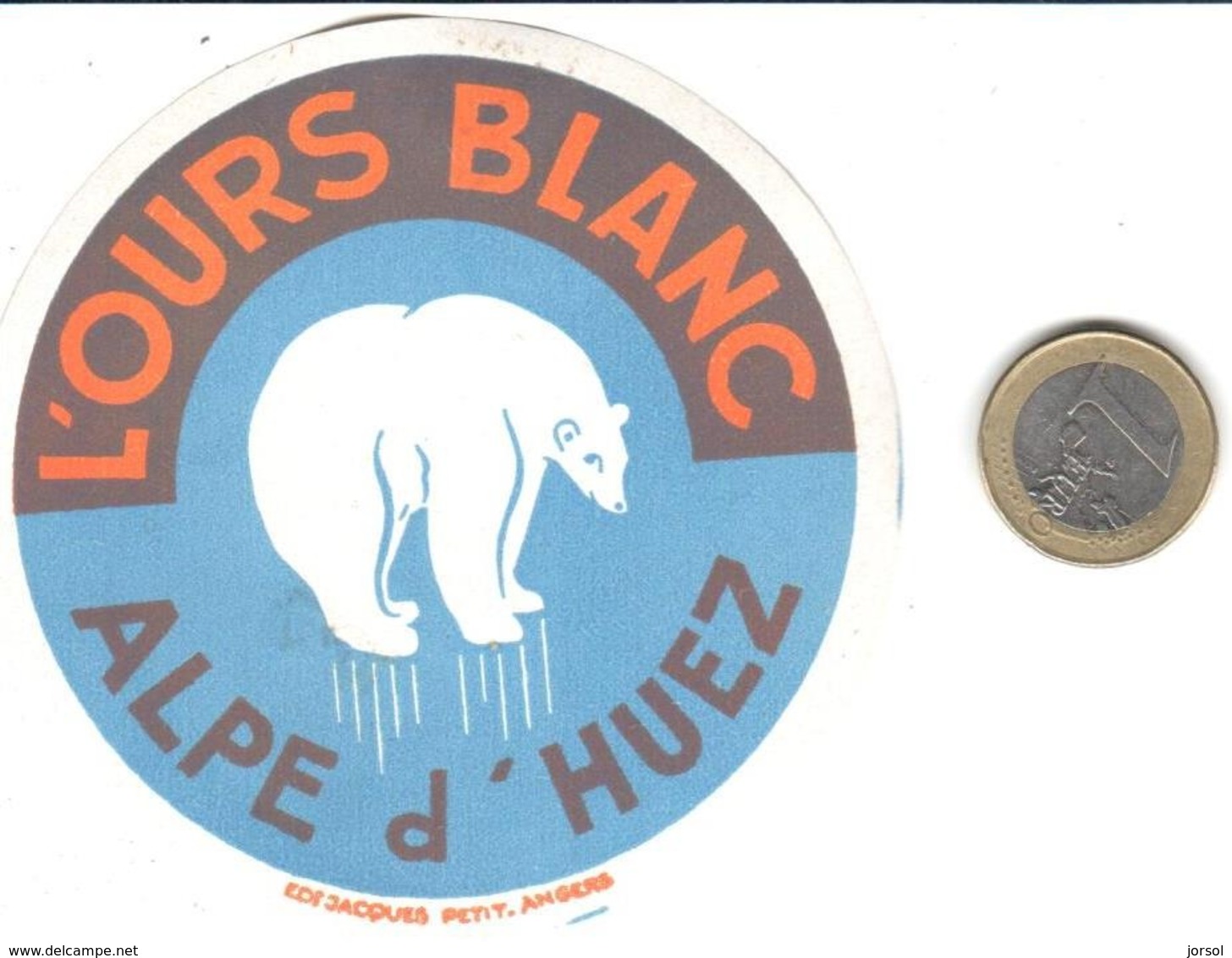 ETIQUETA DE HOTEL  -   L'OURS BLANC  -ALPE D'HUEZ  -FRANCIA - Etiquetas De Hotel