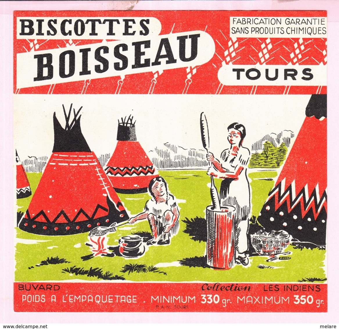 Buvard Biscottes Boisseau Tours Les Indiens 19 - Biscottes