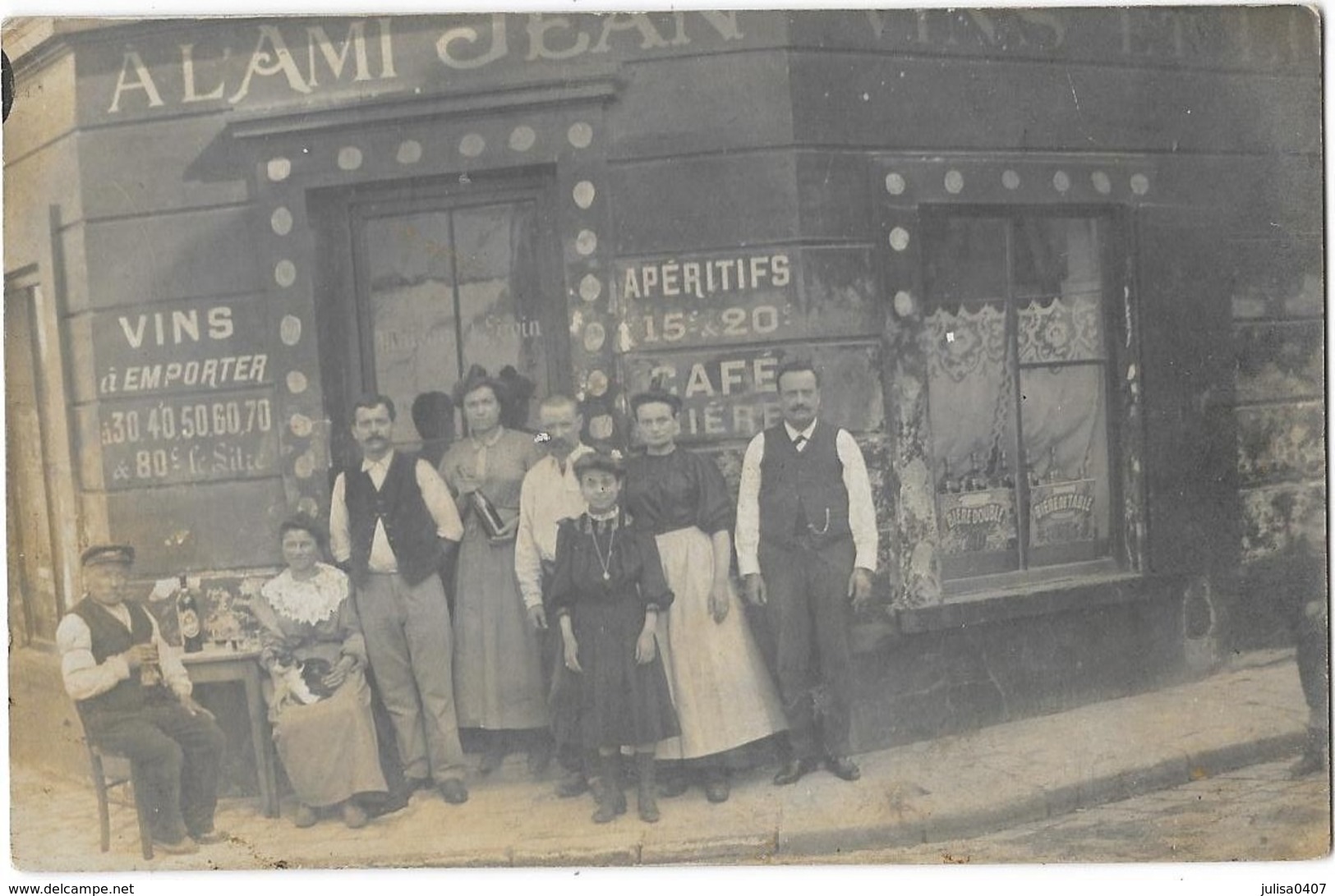 DEVANTURE DE COMMERCE Carte Photo Marchand De Vins A L'AMI JEAN Belle Animation - Te Identificeren