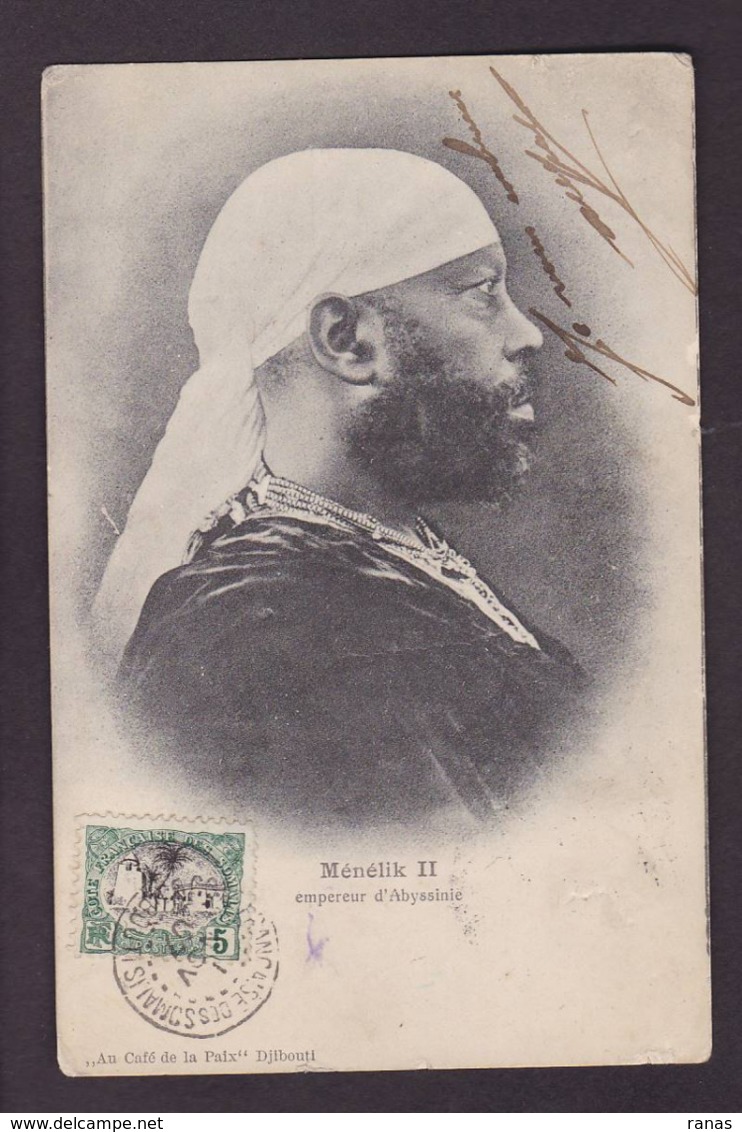 CPA Ethiopie Ethiopia Abyssinie Ethnic Afrique Noire Type Ménélik II Circulé - Äthiopien