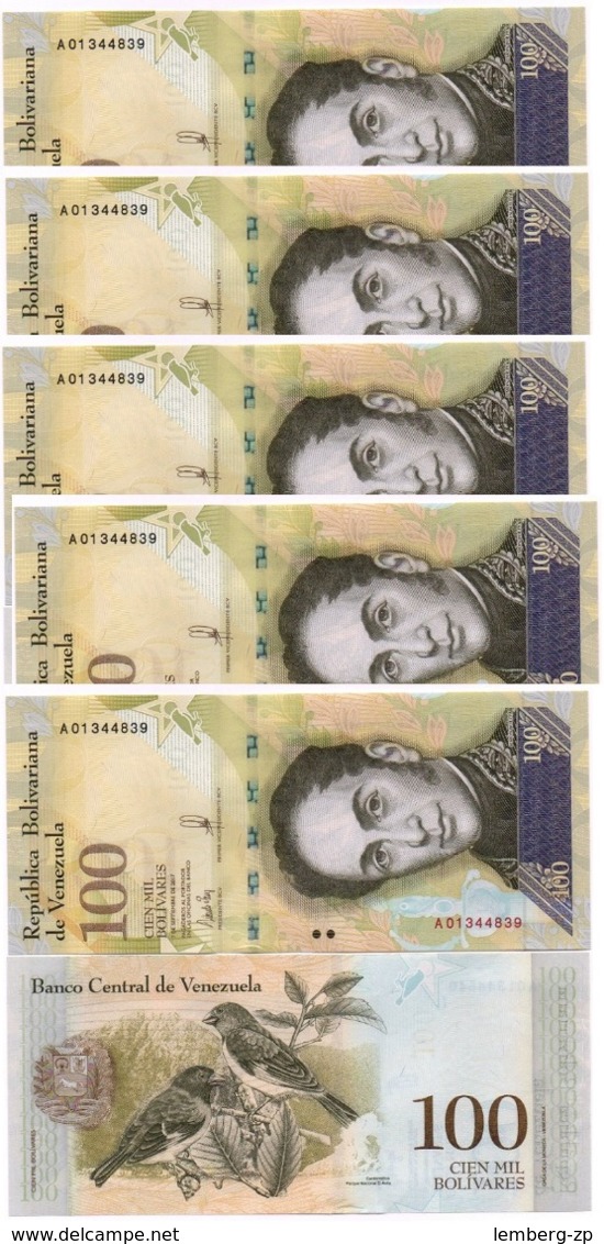 Venezuela - 100 Pcs X 100000 Bolivares 2017 UNC Bundle Lemberg-Zp - Venezuela