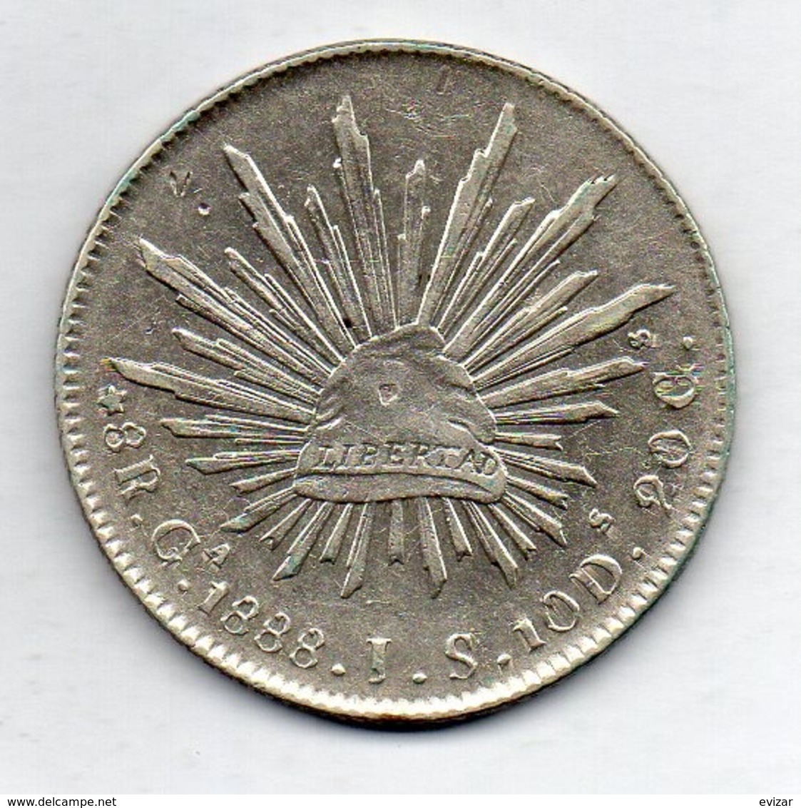 MEXICO, 8 Reales, 1888 - Ga, Silver, KM #377.6 - Mexico