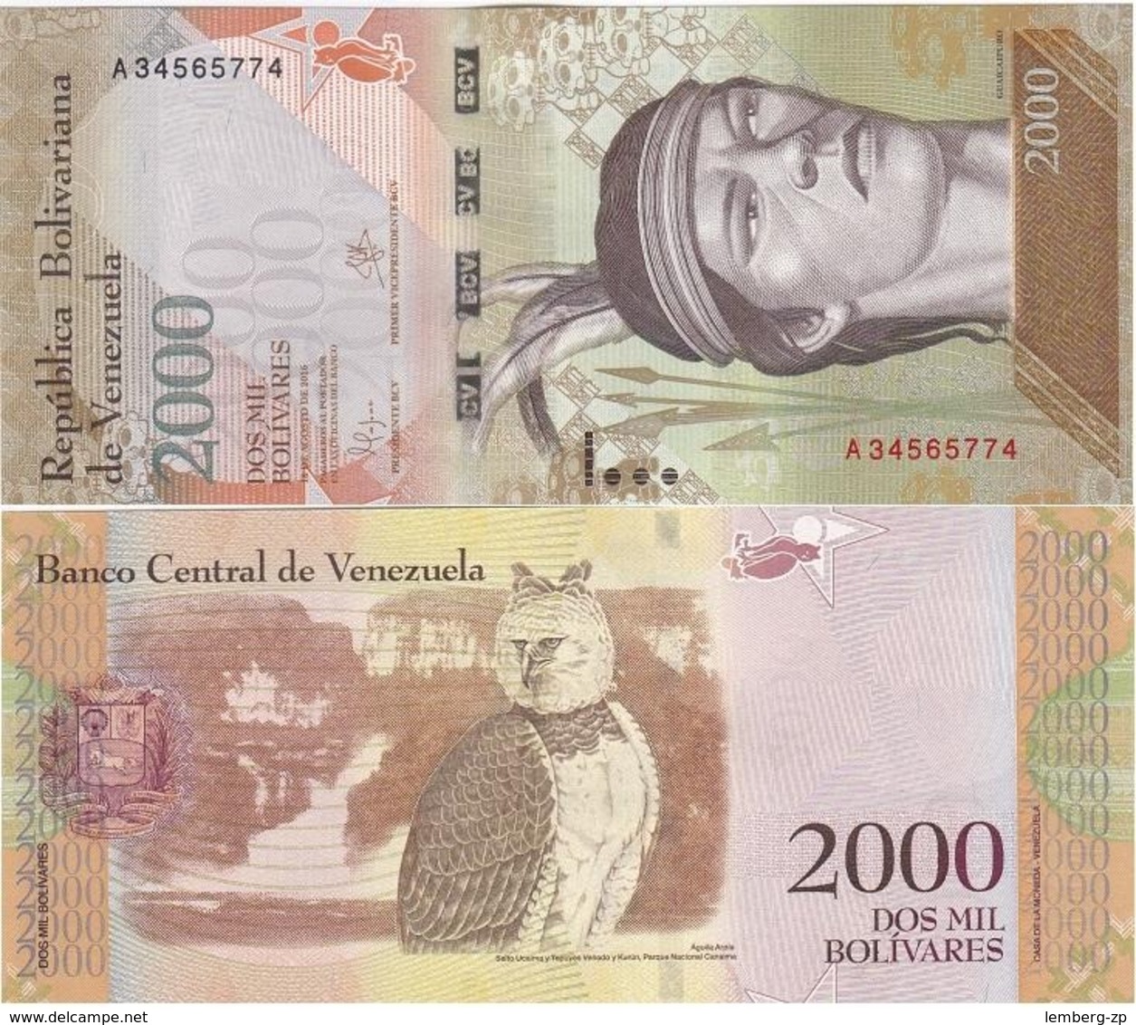 Venezuela - 2000 Bolivares 2016 UNC Lemberg-Zp - Venezuela