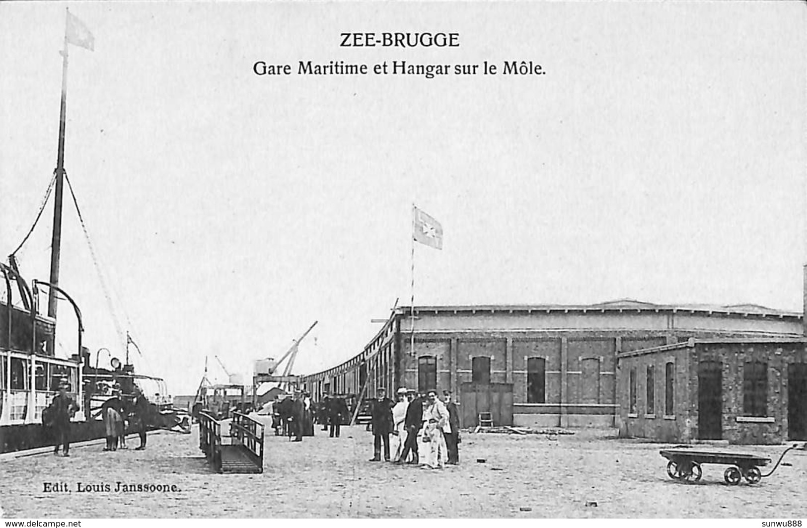 Zeebrugge - Gare Maritime Et Hangar Sur Le Môle (animée Colorisée, Edit. Louis Janssoone, Marco Marcovici) - Zeebrugge