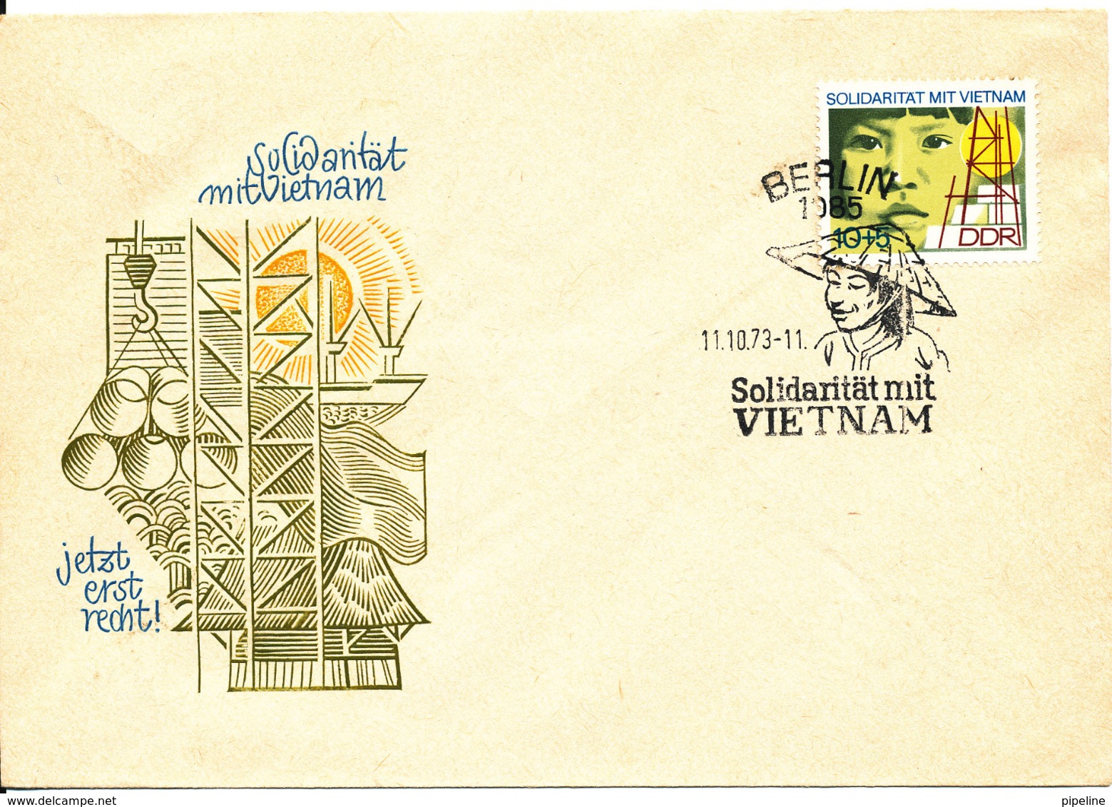 Germany DDR FDC 11-10-1973 Solidarity With Vietnam With Cachet - Other & Unclassified