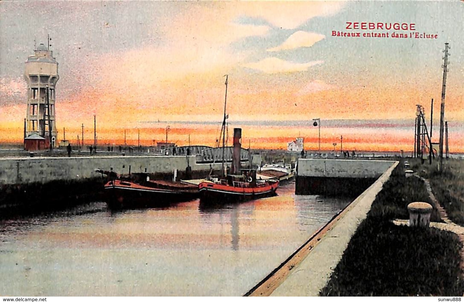 Zeebrugge -Bateaux Entrant Dans L'Ecluse (colorisée) - Zeebrugge