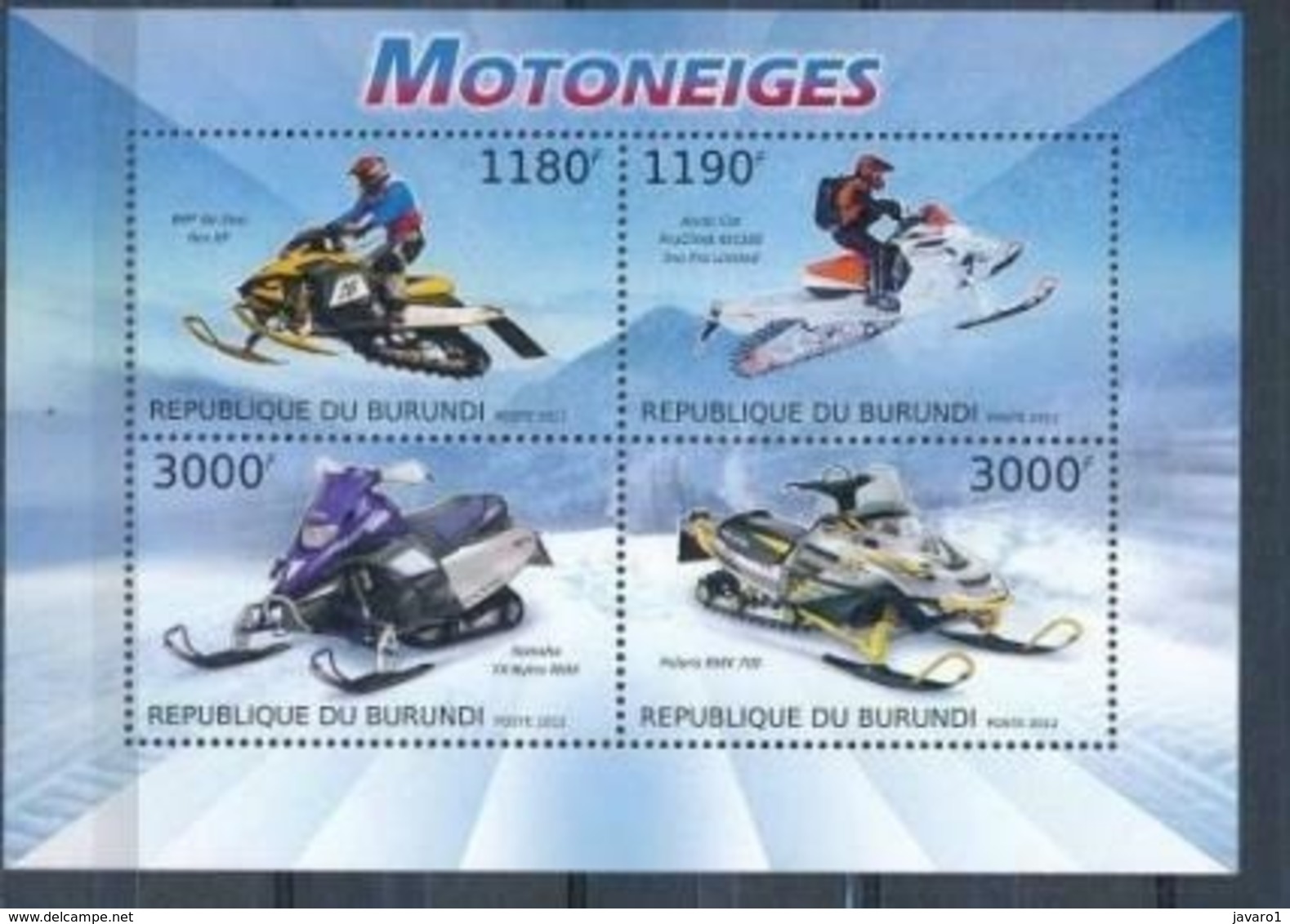 BURUNDI :   CARS :  SNOWCAR : MOTO  MNH - Neufs