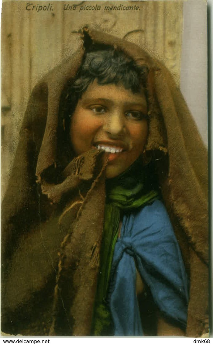 AFRICA - LIBIA / LIBYA - PICCOLA MENDICANTE / YOUNG BEGGAR GIRL - EDIZ. COMETTO - FOTO LEHNERT & LANDROCK 1910s (5612) - Libia