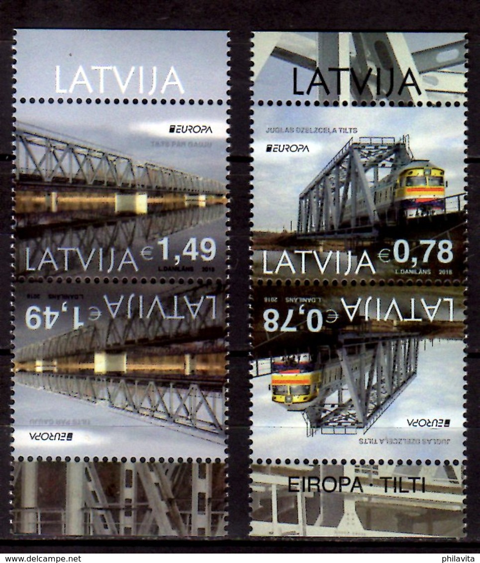 2018 Latvia - Europa CEPT - Bridges - Railway - Trains - Tet-beche - MNH** MiNr 1043-1044 - 2018