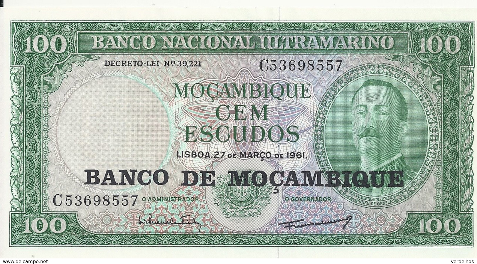 MOZAMBIQUE 100 ESCUDOS 1961 UNC P 117 - Mozambique