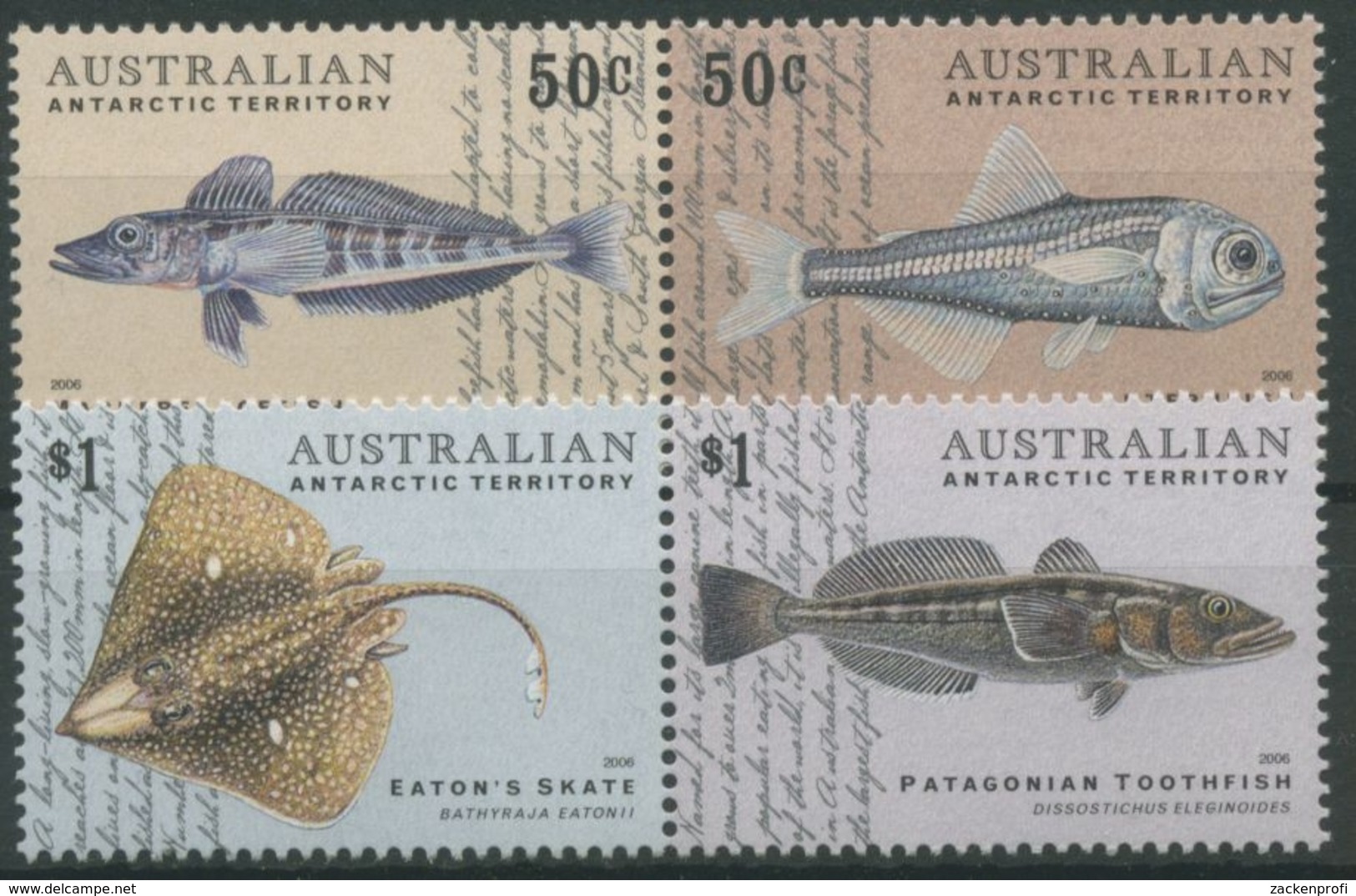 Austral. Antarktis 2006 Fische Seehecht Rochen 165/68 ZD Postfrisch - Nuovi