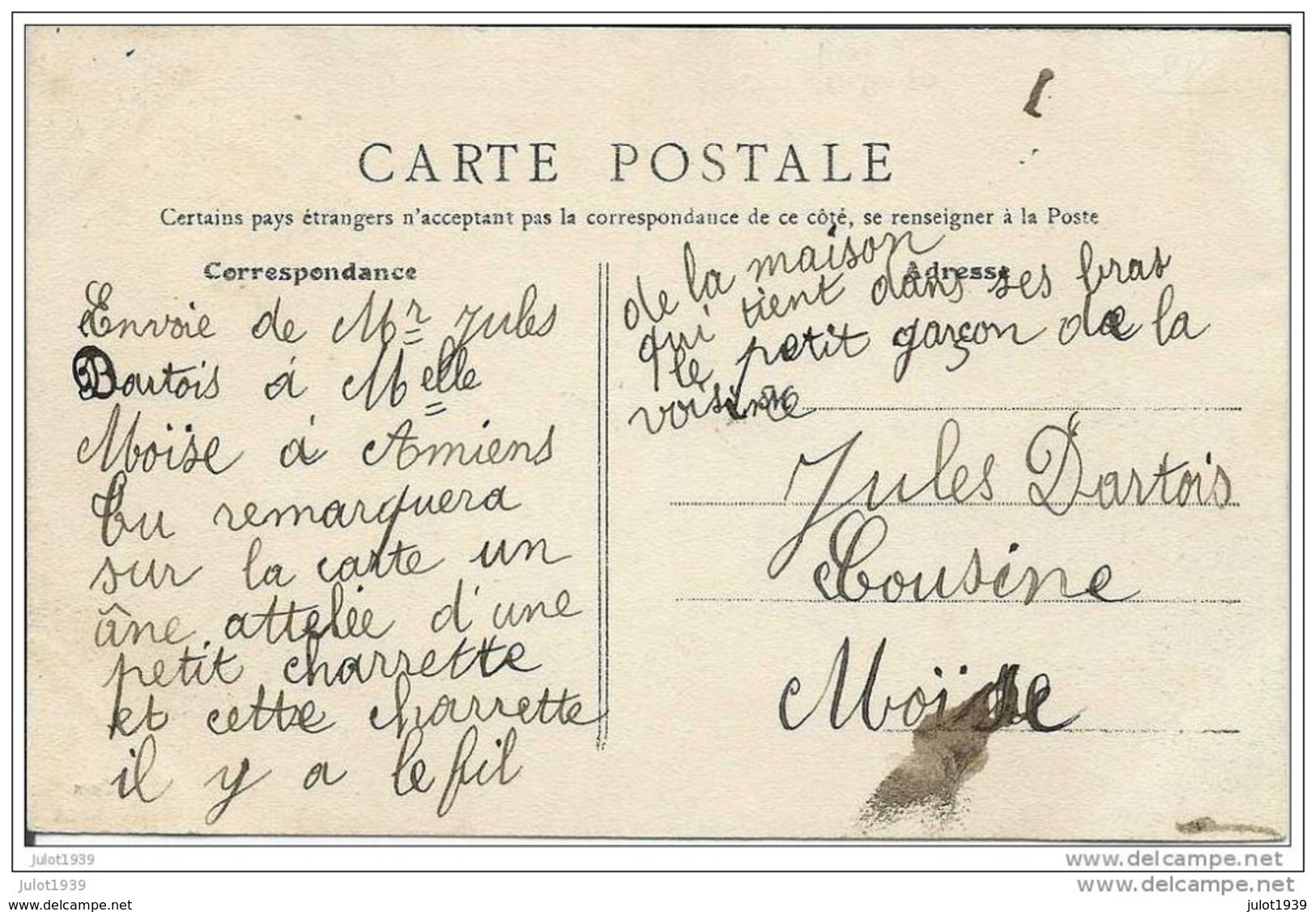 POIX ..-- 80 . SOMME ..-- Hôtel Du Cardinal . Vers AMIENS ( Melle MOISE ) . Voir Texte Verso . - Poix-de-Picardie