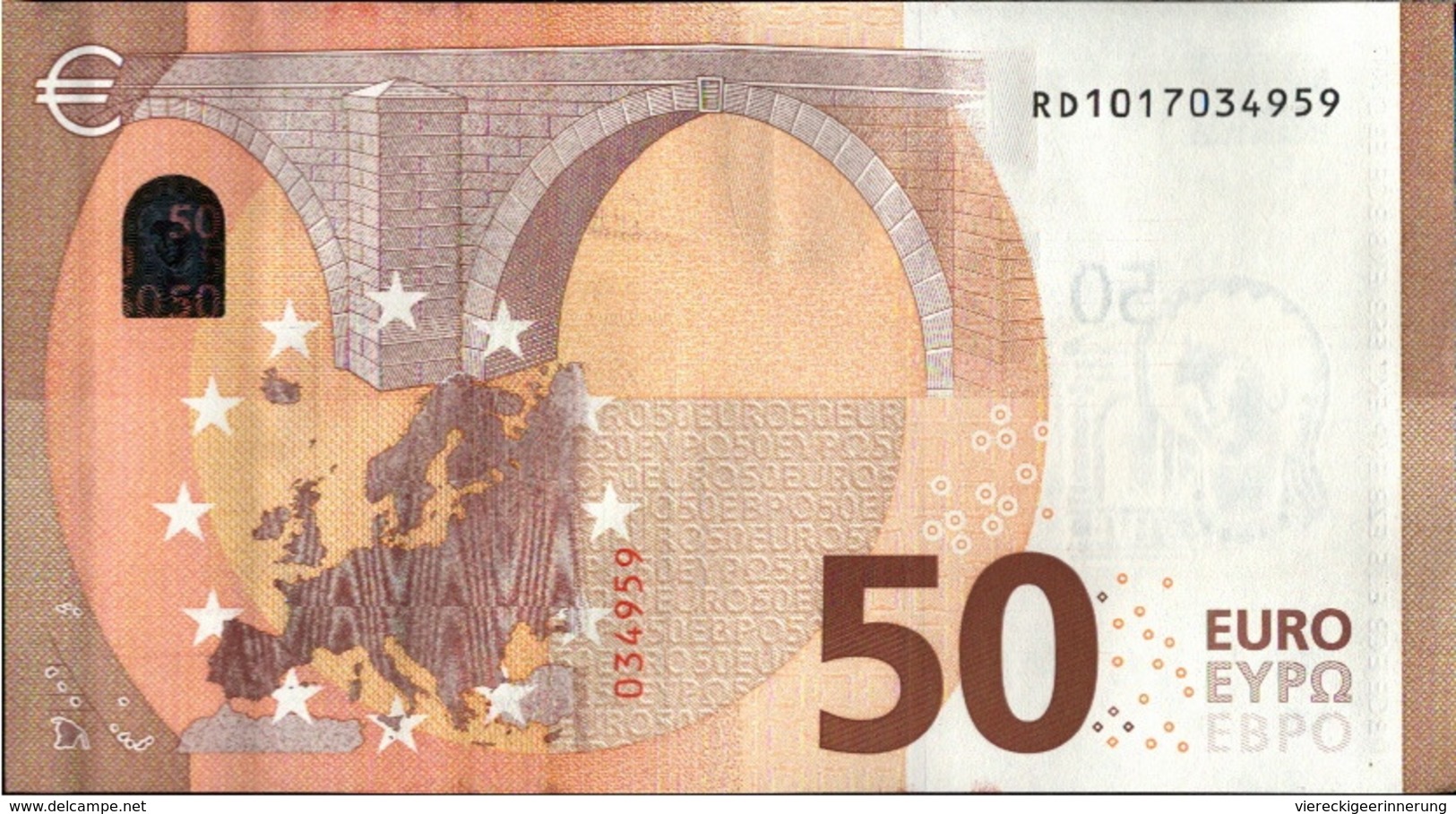 ! 50 Euro, R031C5, RD1017034959, Currency, Banknote, Billet Mario Draghi, EZB, Europäische Zentralbank - 50 Euro