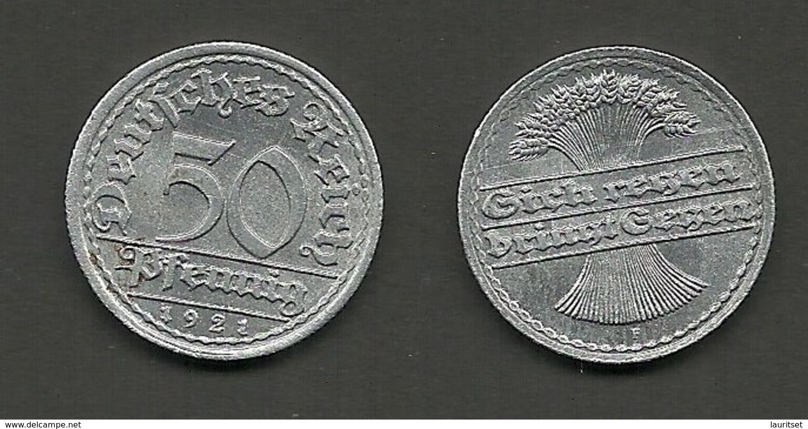 Deutschland 1921 Weimarer Republik 50 Pfennig 1921 F - 50 Renten- & 50 Reichspfennig