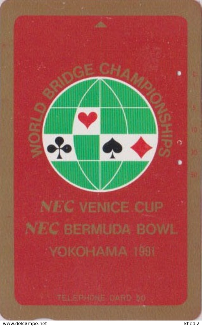 Télécarte Japon / 110-99294 - Carte à Jouer BRIDGE * VENICE CUP BERMUDA BOWL *  Playing Card Japan Phonecard - Game - 72 - Spiele