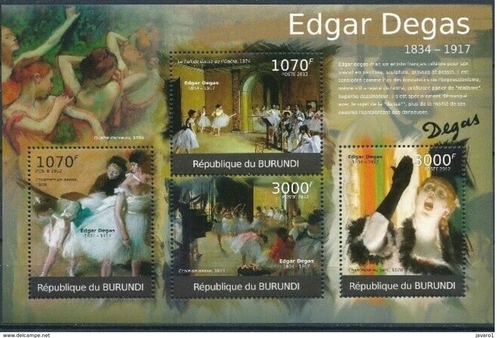 BURUNDI :   MNH :  PAINTINGS : ART : EDGAR DEGAS - Neufs