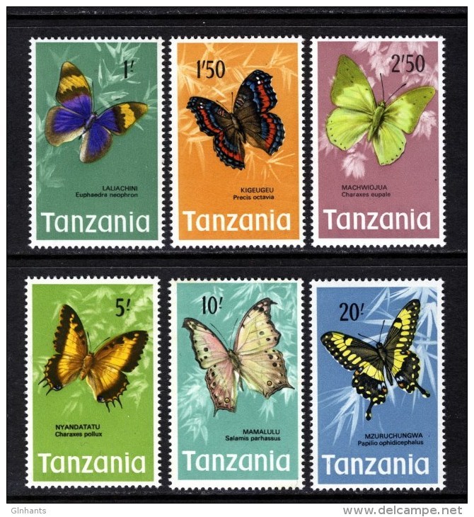 TANZANIA - 1973 BUTTERFLIES HIGH VALUES SET (6V) FINE MNH ** - Tanzania (1964-...)