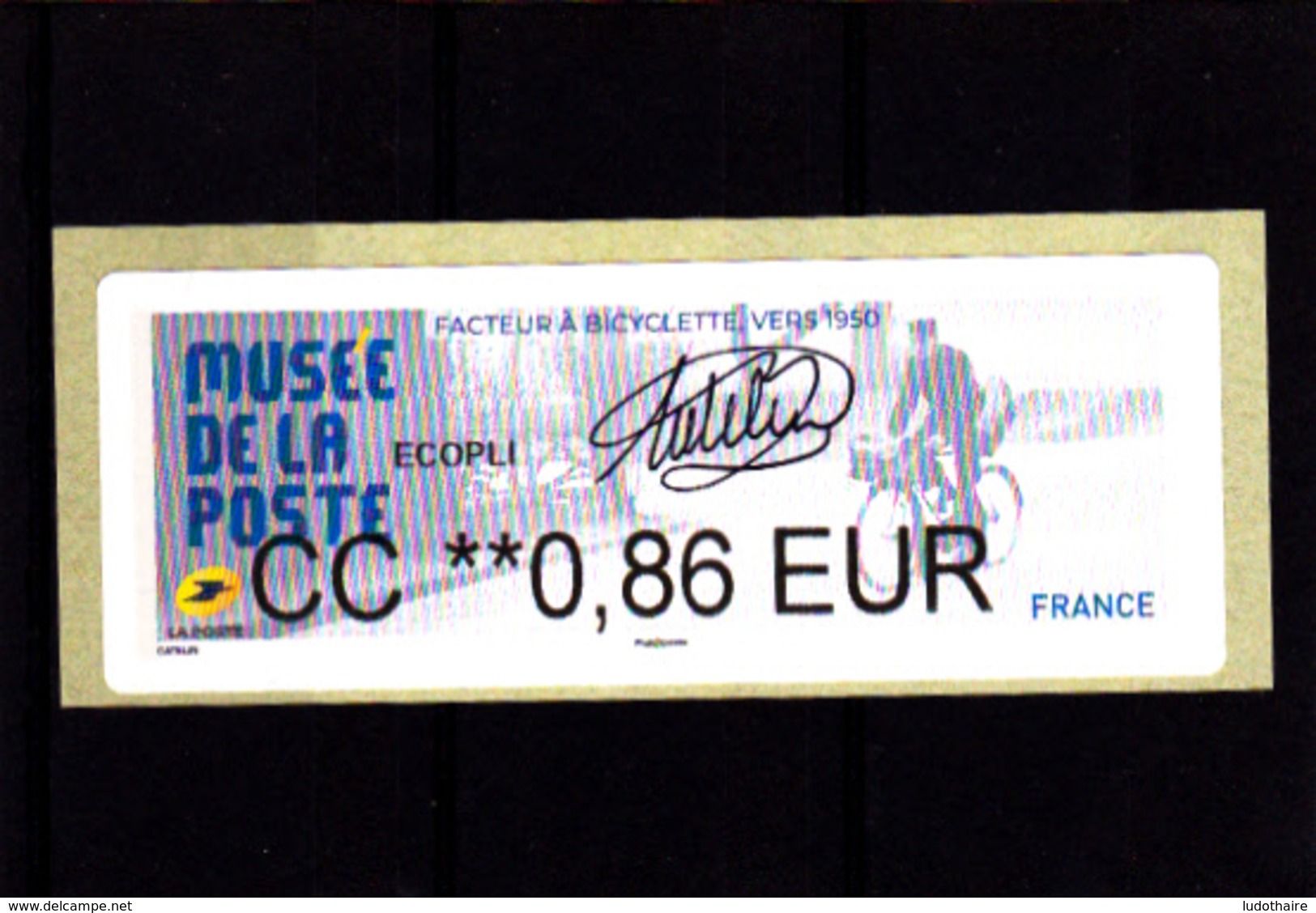 ATM LISA BROTHER, Ecopli CC 0.86 €, Signée  E. Catelin, Musée De La Poste, Facteur à Vélo, Salon Automne 2019 - 2010-... Illustrated Franking Labels