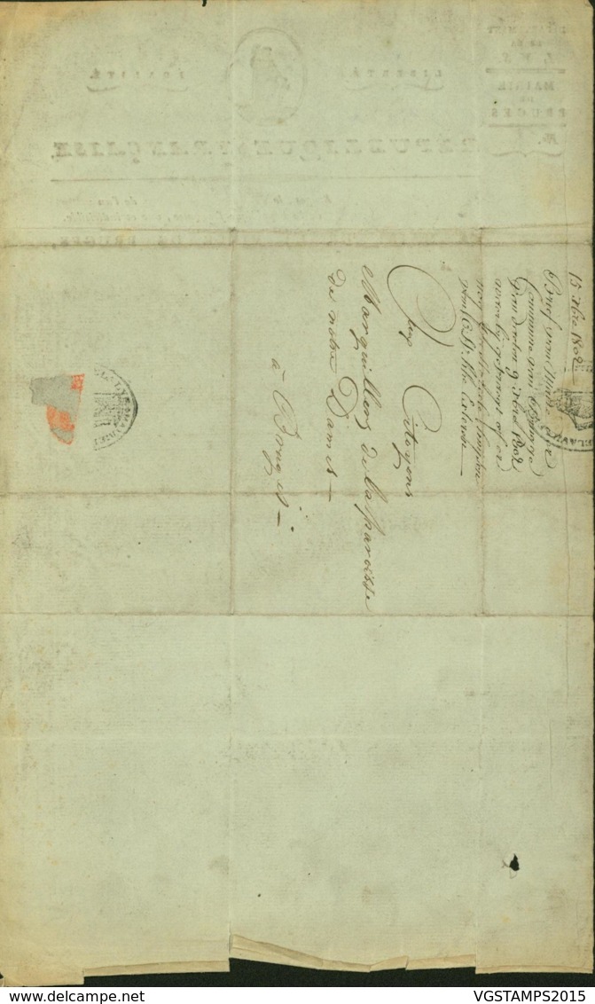 BELGIQUE LETTRE DATE DE BRUGES 08/12/1802 DOCUMENT ILLUSTRE (DD) DC-4485 - 1794-1814 (French Period)