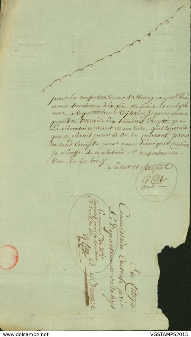 BELGIQUE LETTRE DATE DEHARLEBEKE 15/05/1799 DOCUMENT ILLUSTRE (DD) DC-4487 - 1794-1814 (French Period)