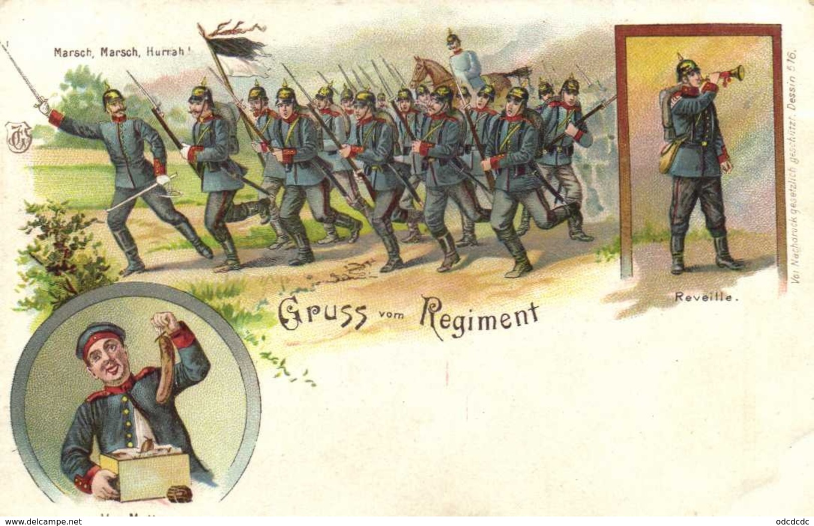 Gruss Aus Regiment Marsch Marsch Hurrah ! Von Muttern  Reveille Mioitaria Allemand  RV - Regiments