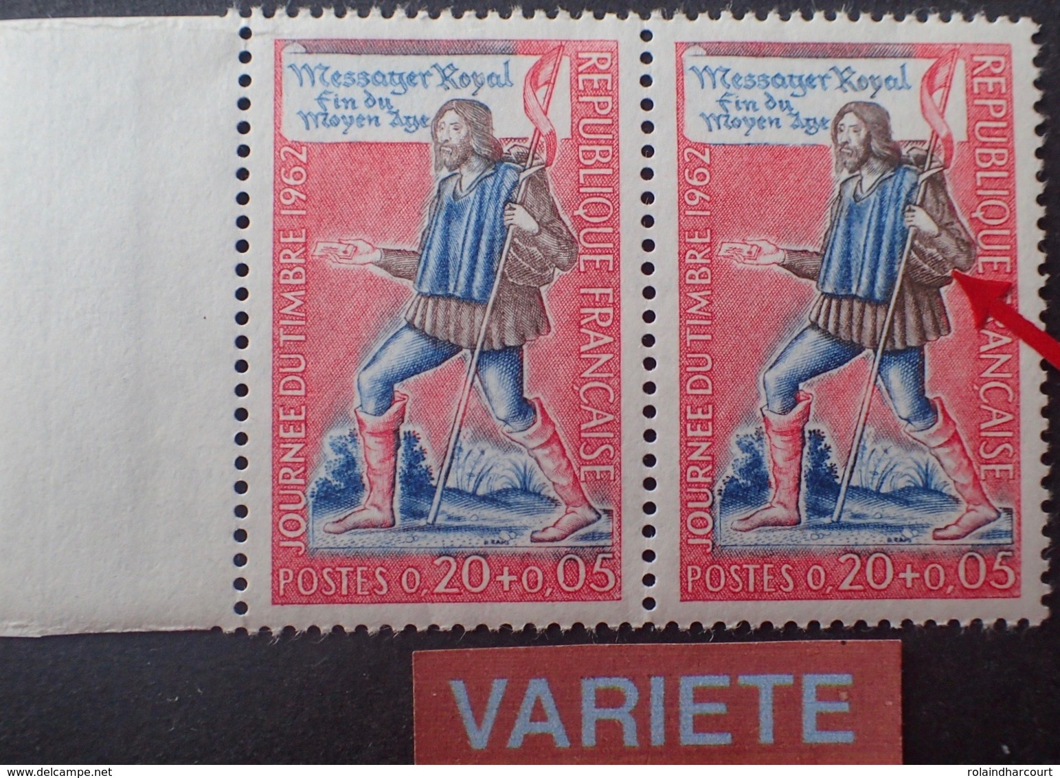 R1591/650 - 1962 - MESSAGER ROYAL - PAIRE N°1332 TIMBRES NEUFS** - VARIETE ➤➤➤ Besace Claire Et Besace Foncée - Nuovi