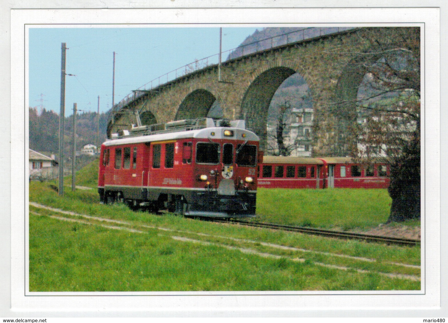 SVIZZERA    BRUSIO    TRAIN- ZUG- TREIN- TRENI- GARE- BAHNHOF- STATION- STAZIONI  2 SCAN  (NUOVA) - Trains