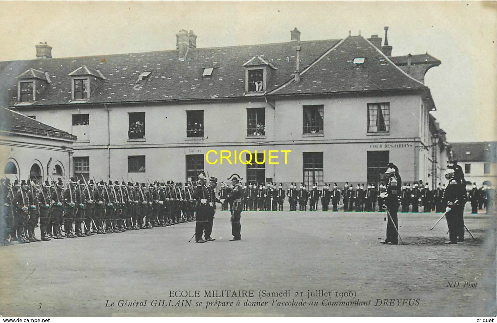 Histoire, Justice, Affaire Dreyfus, série complète de 6 cartes, Gillan, Targe et Dreyfus à l'Ecole Militaire