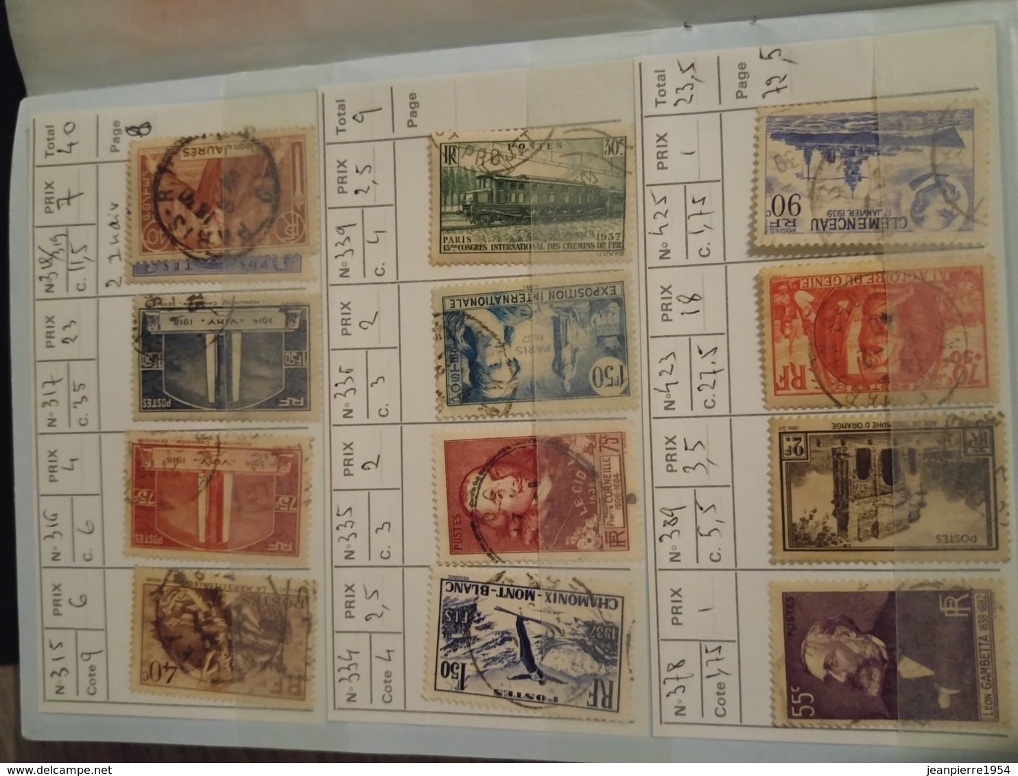 ancien timbres français oblitere