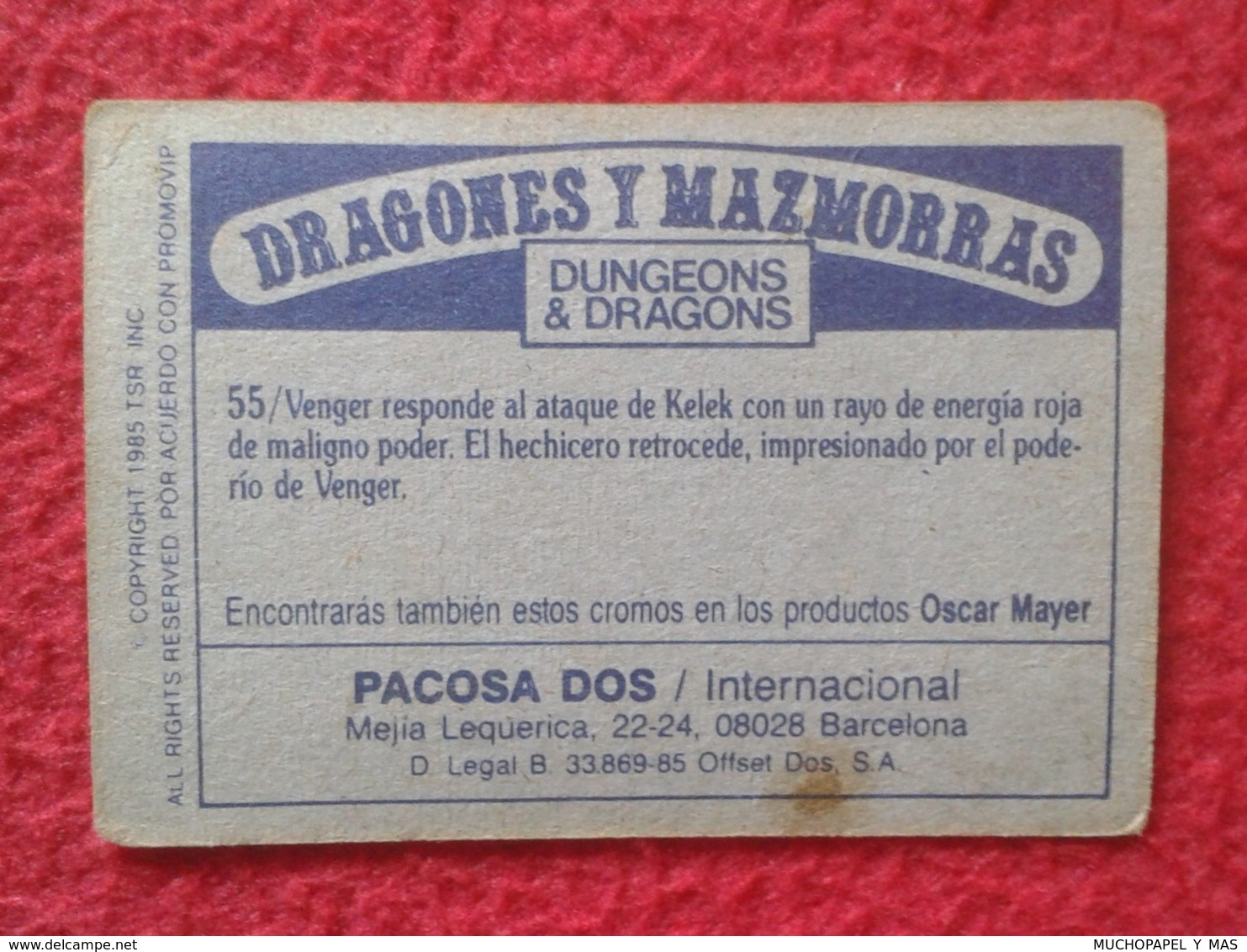 SPAIN ANTIGUO CROMO OLD COLLECTIBLE CARD DRAGONES Y MAZMORRAS DUNGEONS & AND DRAGONS Le Sourire Du Dragon PACOSA DOS 55 - Otros & Sin Clasificación